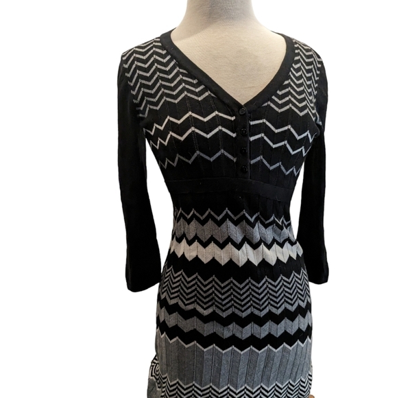 Spense Chevron Knit 3/4 sleeve midi dress tunic - Picture 5 of 9